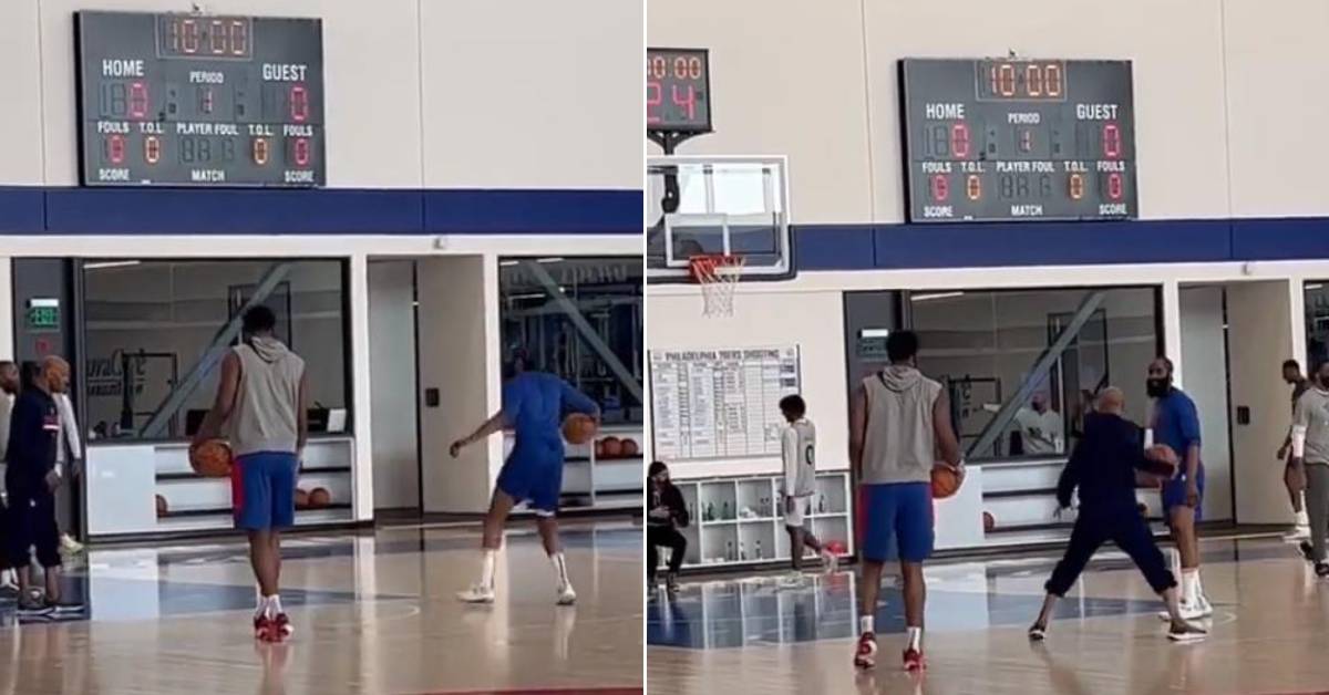 【影片】搞笑！哈登傳授Embiid後撤步三分絕技？助教大喊：你走了4步！