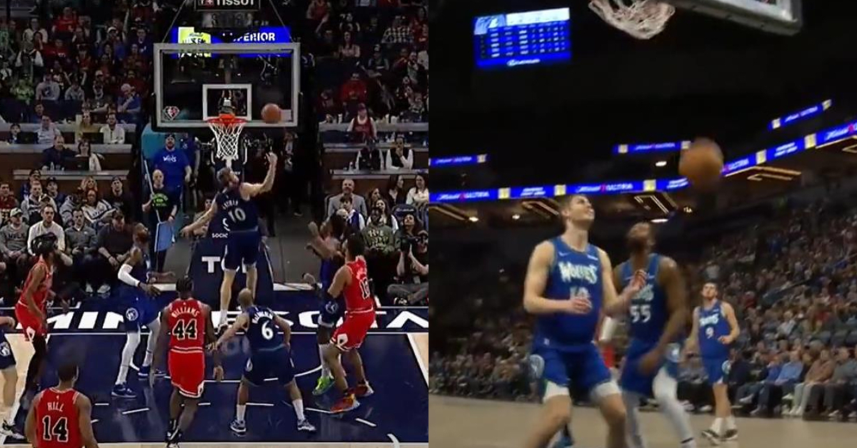 【影片】年度五大糗！灰狼小將搶籃板變「烏龍球」，進球後球員自己都笑了