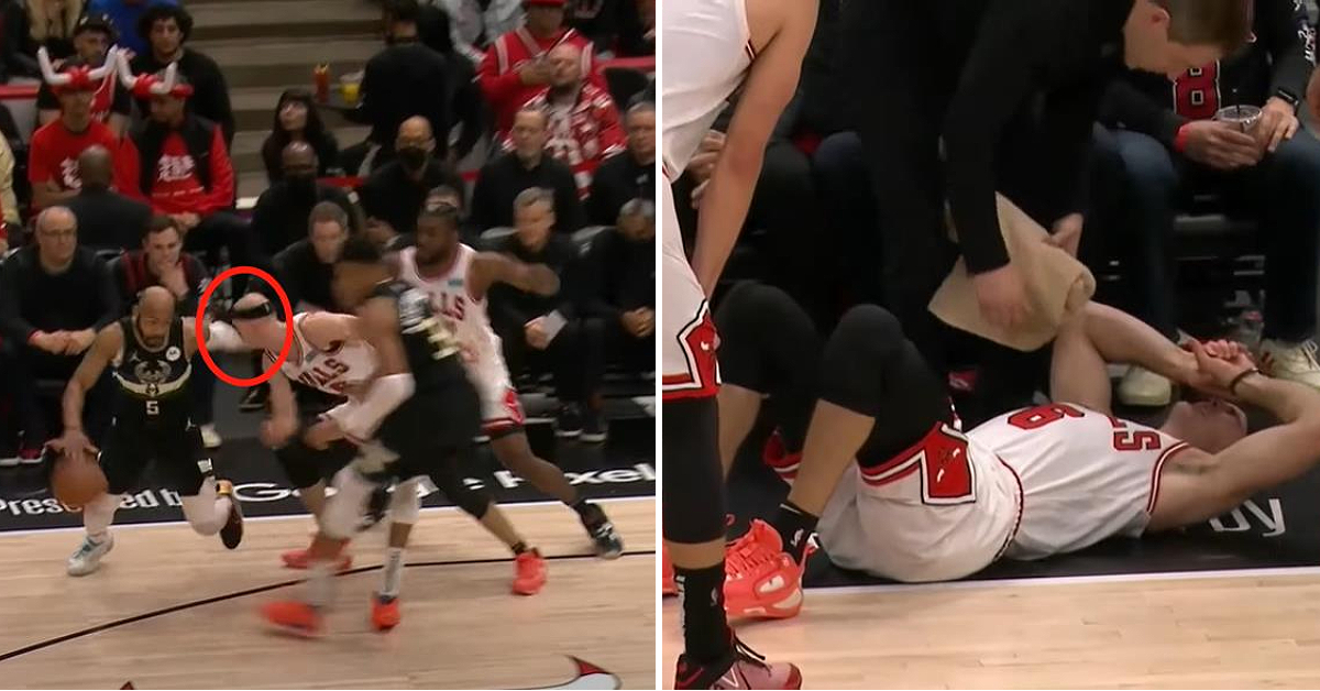 NBA / 【影片】慘！Caruso又被公鹿球員打傷，臉部被打+鼻子出血！或出現腦震蕩