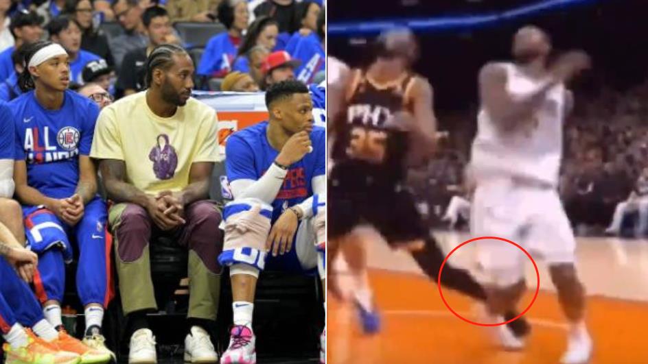 NBA / 【影片】球迷曝光雷納德膝蓋受傷影片！KD上籃落地腳踩到雷納德腳踝內側，雙雙摔出底線