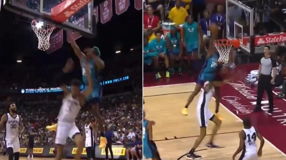 NBA / 【影片】歡迎來到NBA！凱-瓊斯空接原地升空隔扣溫班亞馬，瞬間點燃全場