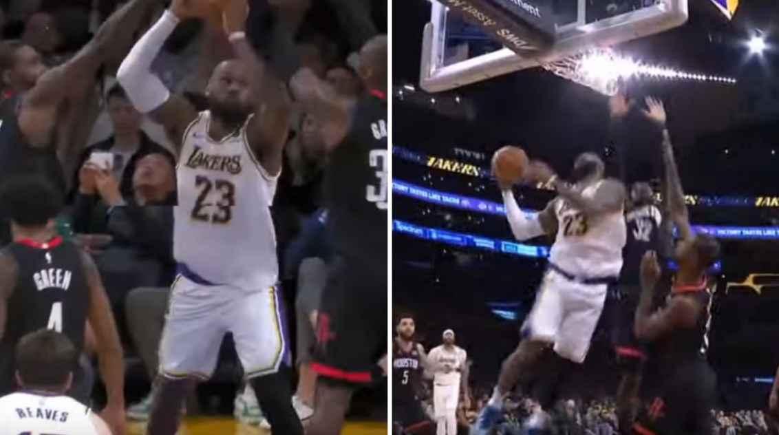 NBA / 【影片】技術！詹姆斯頂著兩人底線360度轉體上籃，替補席集體抱頭不敢相信