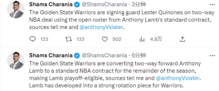 Warriors Convert Forward Anthony Lamb to Standard NBA Contract