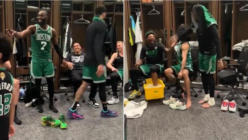 NBA / 【影片】在懸崖邊連贏兩場後，綠軍更衣室氣氛嗨爆：眾將歡聲笑語，喊話目標拿下東決G6！-黑特籃球-NBA新聞影音圖片分享社區