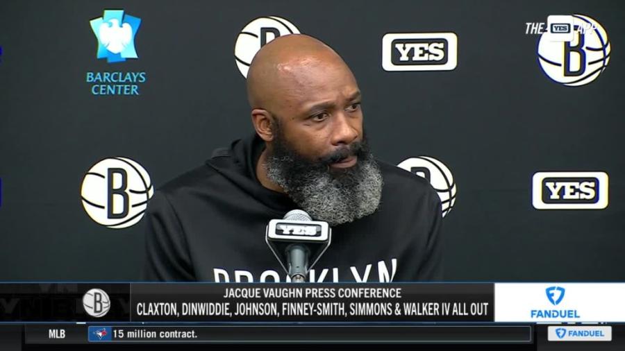 Jacque Vaughn on the Nets' lineup vs. Milwaukee | 12/28/2023 | YES Network