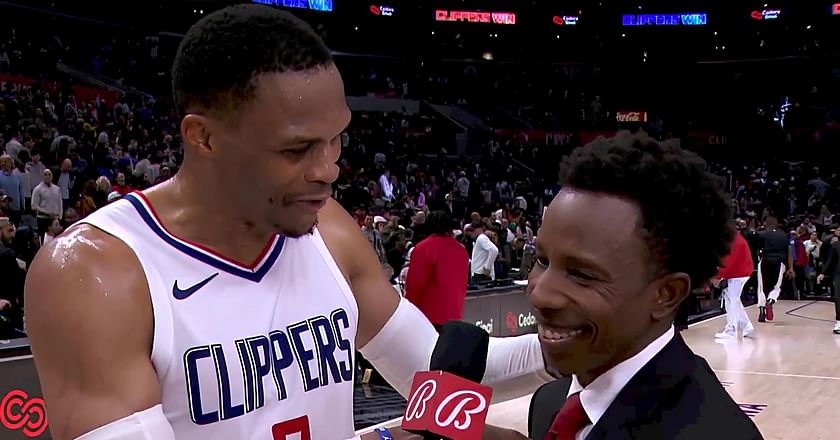 Give a round of applause": Russell Westbrook congratulates reporter for  getting promotion in front of Crypto.com Arena