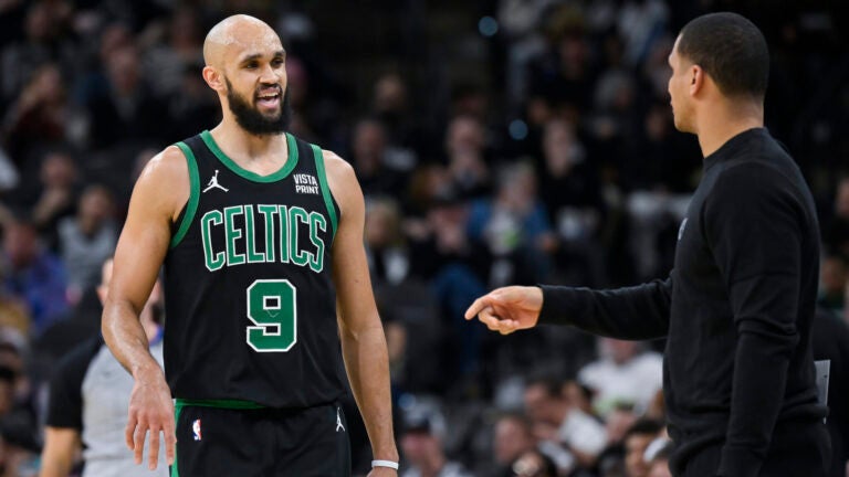 Watch: Derrick White hilariously avoids Wembanyama poster dunk