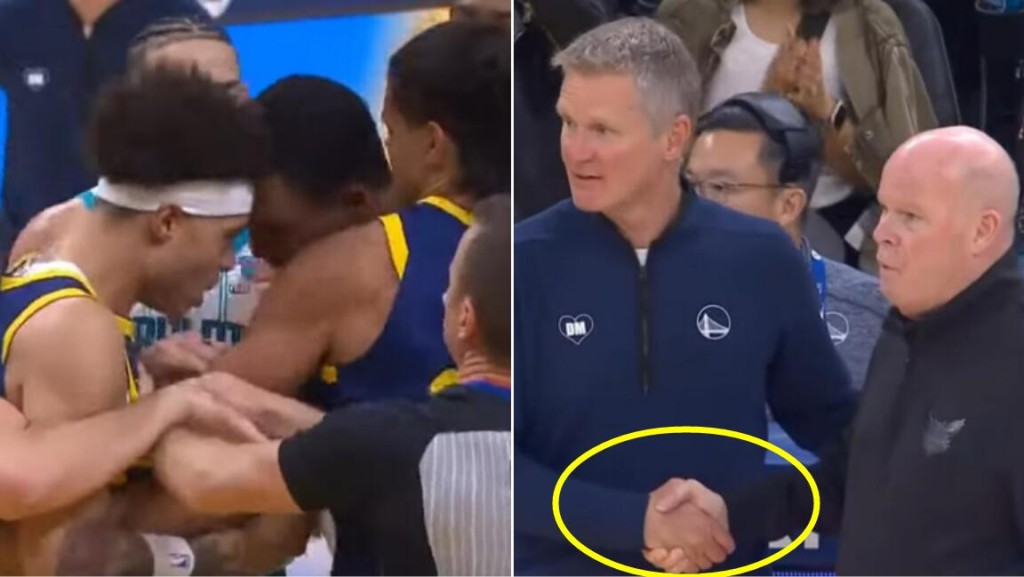 NBA / 【影片】勇士黃蜂最後10秒加戲！雙方教練握手微笑，卻突然發現場上球員打起來了！
