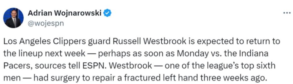 NBA / 快艇重大利好!威少骨折術後恢復神速,最快下週二復出,隊記感慨「超人般身體」!-黑特籃球-NBA新聞影音圖片分享社區