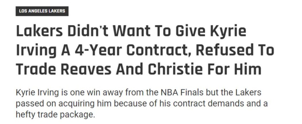 NBA / 湖人無緣厄文真因曝光:拒絕給出4年長約,不想同時送出里夫斯+克里斯提!-黑特籃球-NBA新聞影音圖片分享社區