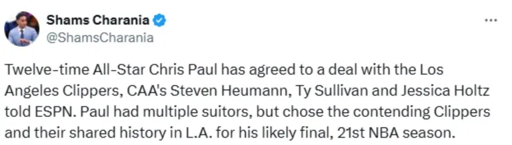 最後一舞!「船長」保羅確定重返洛杉磯快艇,聯手哈登、雷納德最後一次衝生涯首冠!-黑特籃球-NBA新聞影音圖片分享社區