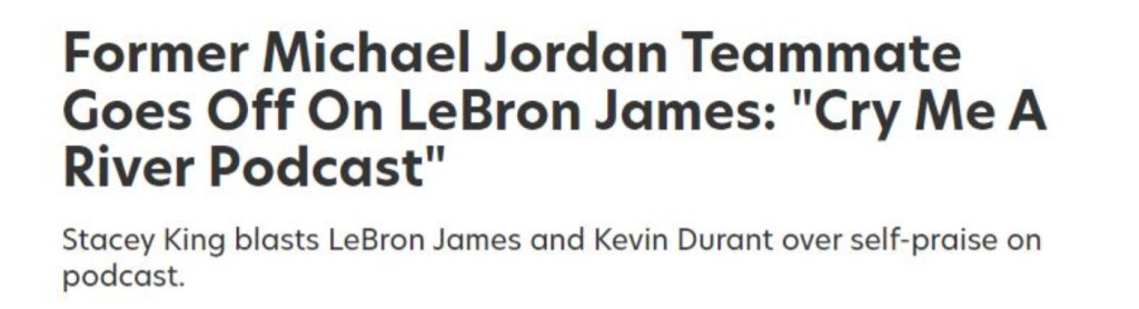 喬丹隊友炮轟詹姆斯、杜蘭特:最偉大球員無需不斷提醒別人自己多偉大!-黑特籃球-NBA新聞影音圖片分享社區