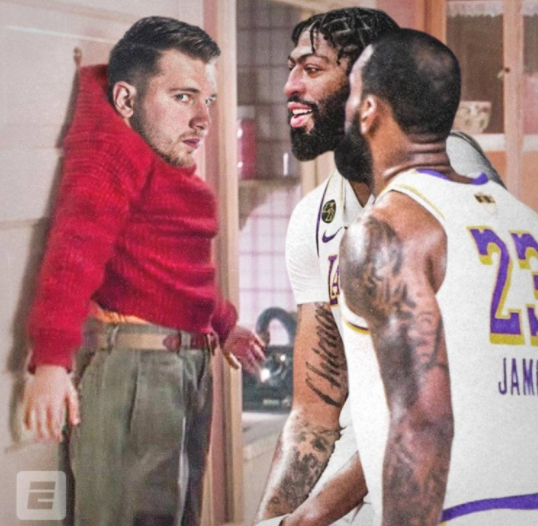 心疼東契奇一秒!外媒曬惡搞圖,詹眉將他吊在牆上:獨行俠沒有禮物!-黑特籃球-NBA新聞影音圖片分享社區