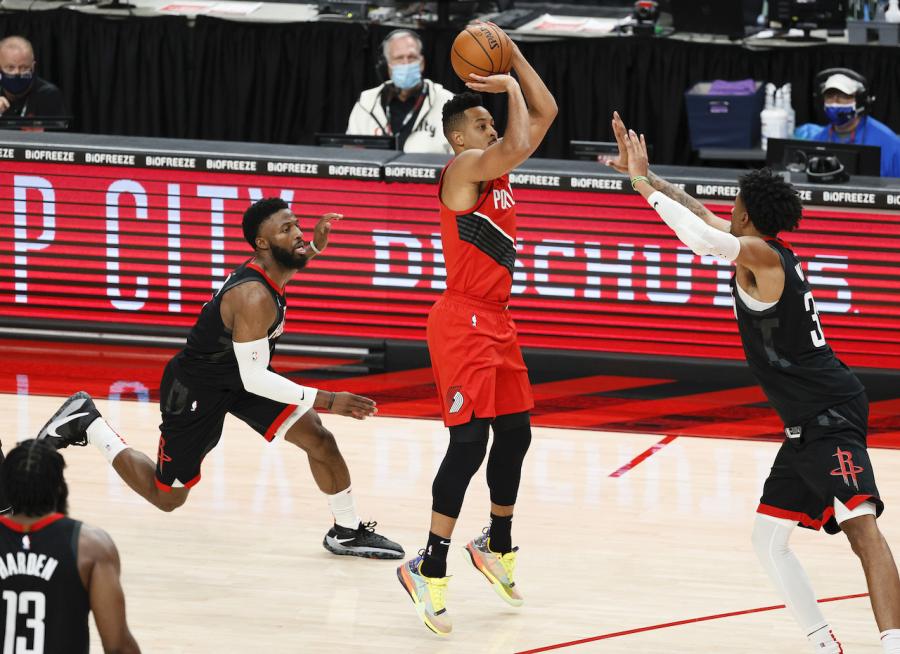 Instant Analysis: CJ McCollum hits career-high nine three pointers in overtime win over Rockets | RSN