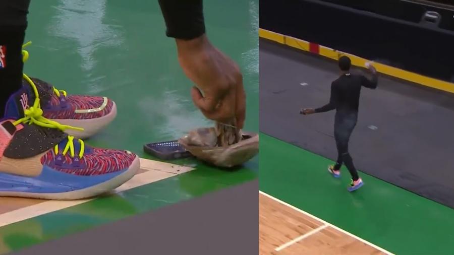Kyrie Irving with what looks like a sage burning pregame ritual in Boston -  YouTube