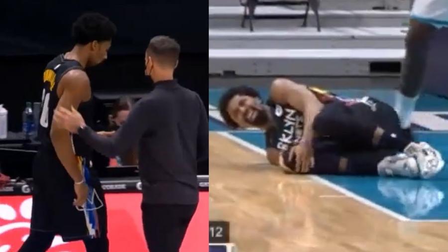 Spencer Dinwiddie Scary Knee Injury vs Hornets! Limps Off Court and Doesn't Return! - YouTube
