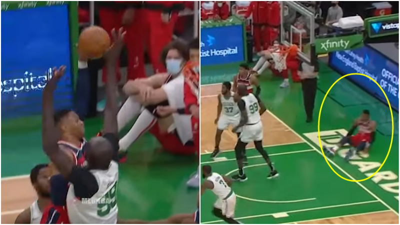 【影片】尷尬！威少欲隔扣2米31中鋒，卻被綠軍吉祥物直接血帽倒地！-黑特籃球-NBA新聞影音圖片分享社區