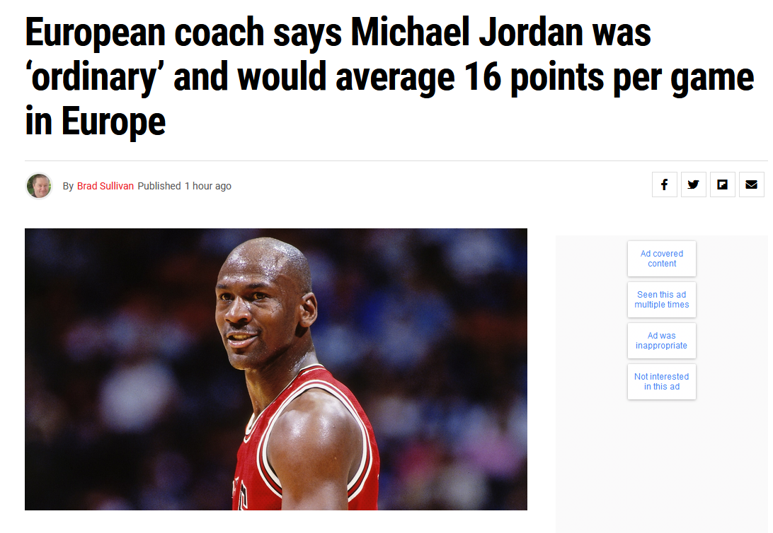 歐洲名帥:喬丹如果在歐洲打球就是個普通球員,場均16分左右!-黑特籃球-NBA新聞影音圖片分享社區