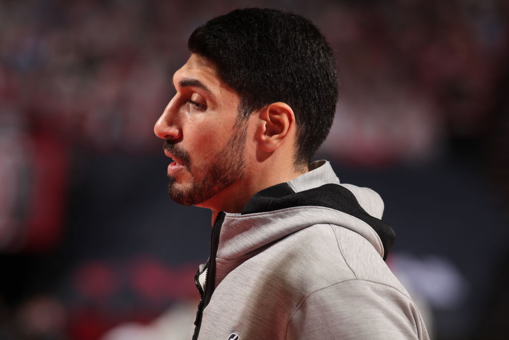 PORTLAND, OR - JANUARY 11: Enes Kanter #11 of the Portland Trail Blazers looks on before the game against the Toronto Raptors on January 11, 2021 at the Moda Center Arena in Portland, Oregon. NOTE TO USER: User expressly acknowledges and agrees that, by downloading and or using this photograph, user is consenting to the terms and conditions of the Getty Images License Agreement. Mandatory Copyright Notice: Copyright 2021 NBAE (Photo by Cameron Browne/NBAE via Getty Images)