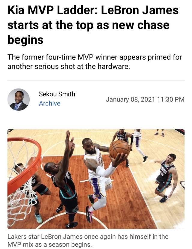 官宣！NBA新賽季第一期MVP榜單出爐：柯瑞排第五，詹姆斯高居榜首！-黑特籃球-NBA新聞影音圖片分享社區