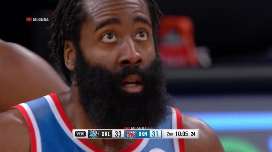 James Harden gets his first bucket in a Nets uniform - YouTube