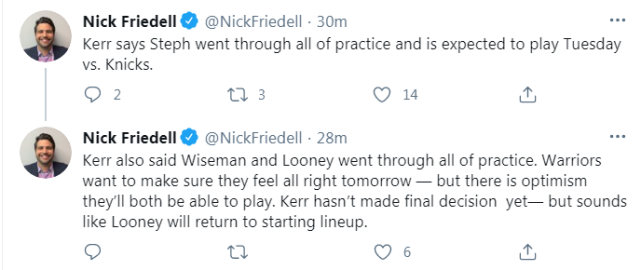 勇士迎兩大利好!Curry恢復訓練下一場將出戰,兩大中鋒預計同時回歸!-黑特籃球-NBA新聞影音圖片分享社區