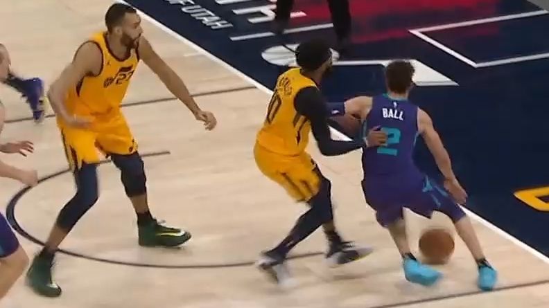 LaMelo lets Conley know he's too small to guard him after bucket - ESPN Video