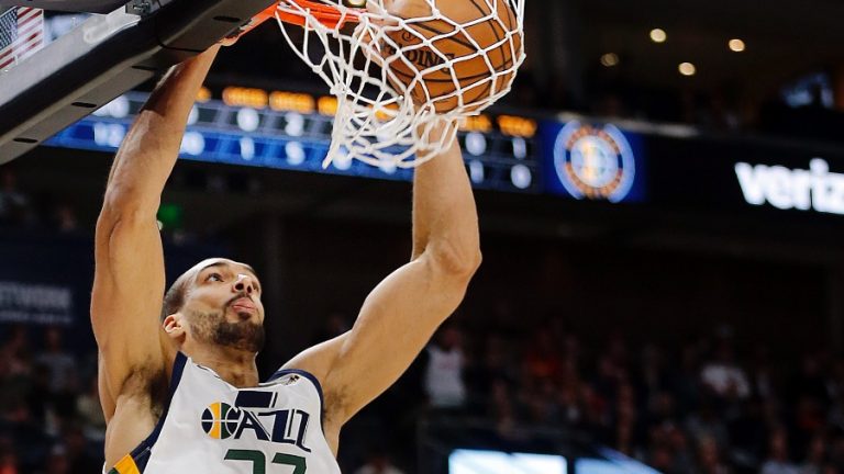 Jazz Center Rudy Gobert Jams Perfect Alley-Oop From Mike Conley Against Heat