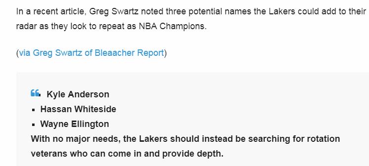 美媒建議湖人再補強!爭奪3大目標,31歲籃板王有望變衝冠拼圖?-黑特籃球-NBA新聞影音圖片分享社區