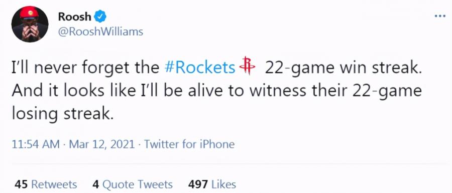 16連敗刷新紀錄！火箭已經36天沒贏球，22連勝後見證22連敗？-黑特籃球-NBA新聞影音圖片分享社區