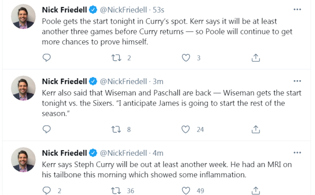 勇士傷情更新!Curry尾椎骨發炎至少再休一週,科爾宣佈重要決定!-黑特籃球-NBA新聞影音圖片分享社區