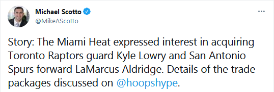 出手了！曝熱火已用3人為籌碼報價Aldridge，此外還有意得到Lowry！-黑特籃球-NBA新聞影音圖片分享社區