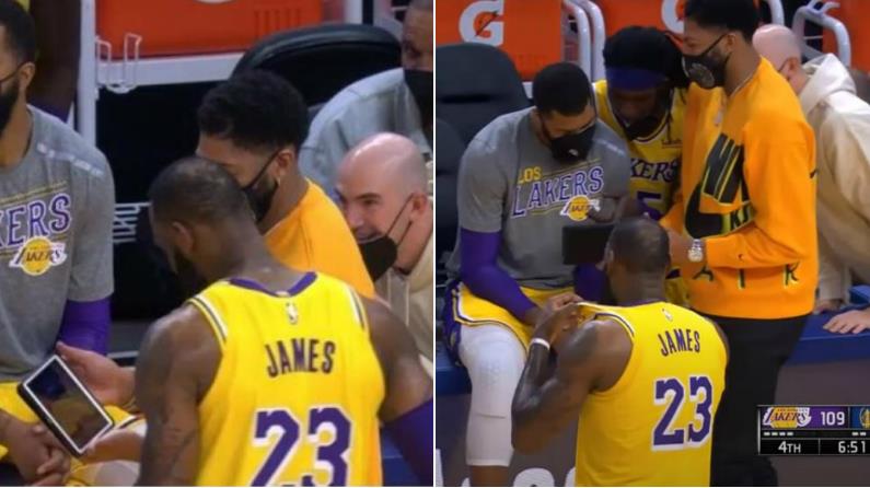 【影片】其樂融融！一眉哥在罰球期間手持Ipad和詹姆斯看回放爆笑，隨後全隊湊起來觀看！-黑特籃球-NBA新聞影音圖片分享社區