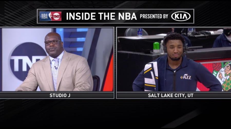 Shaq and Donovan Mitchell Have an Awkward Exchange in Postgame - YouTube