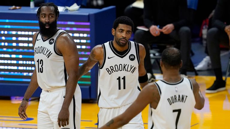 Kevin Durant, Kyrie Irving and James Harden lead Brooklyn Nets rout over Golden State Warriors | NBA News | Sky Sports