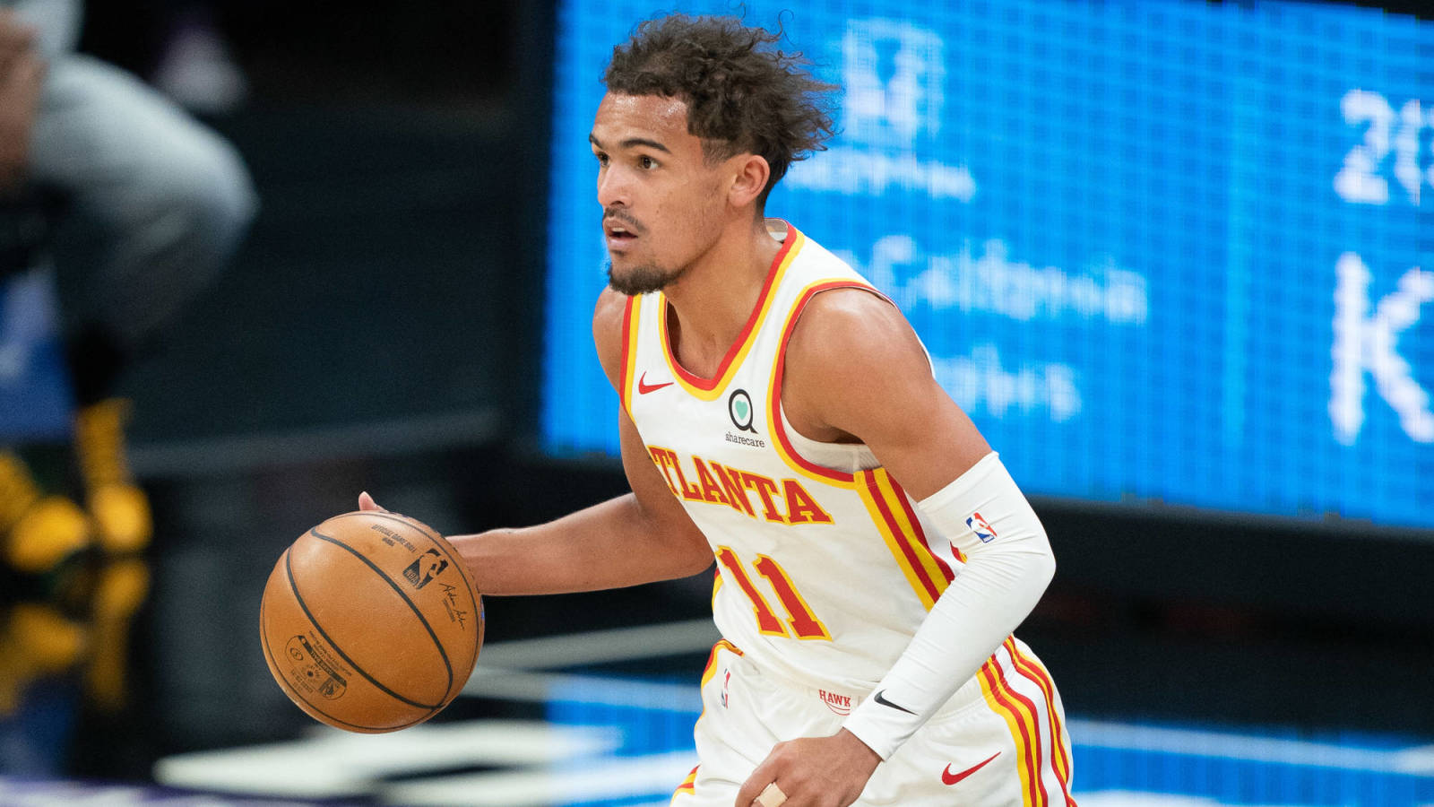 March 24, 2021; Sacramento, California, USA; Atlanta Hawks guard Trae Young (11) during the first quarter against the Sacramento Kings at Golden 1 Center. Mandatory Credit: Kyle Terada-USA TODAY Sports