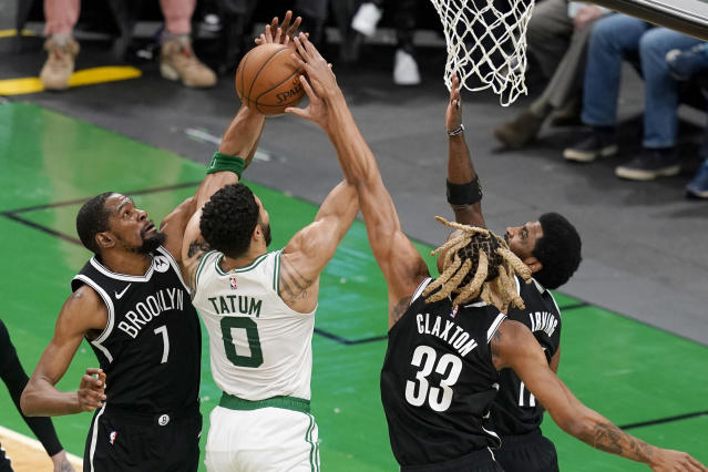 Durant (42), Irving (39) quiet Boston crowd, win 141-126