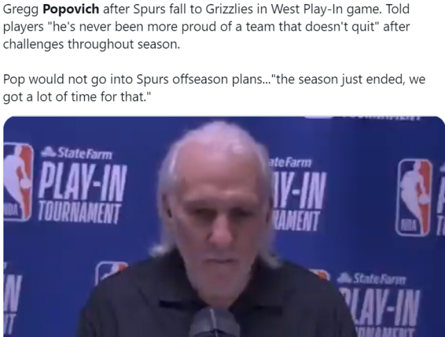 暖心!Popovich:我從來沒有像這樣,為一支不放棄的球隊驕傲!-黑特籃球-NBA新聞影音圖片分享社區
