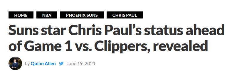 太陽官宣!保羅仍處於健康與安全協議程序中,將缺席西區決賽G1!-黑特籃球-NBA新聞影音圖片分享社區