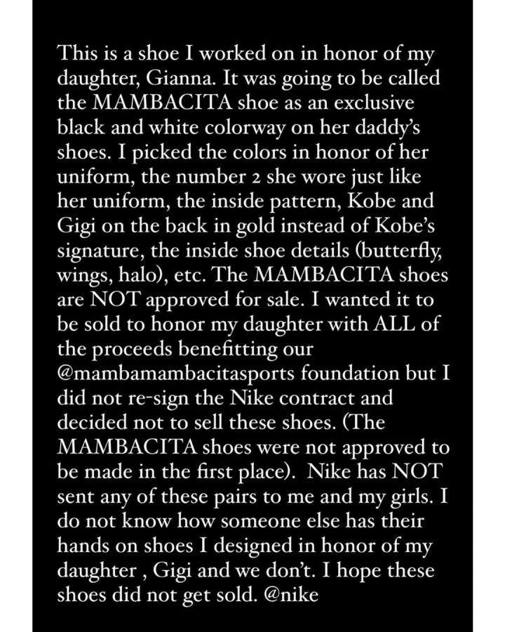 瓦妮莎聲討Nike：科比球鞋提前流出，別人都穿上了我還沒收到