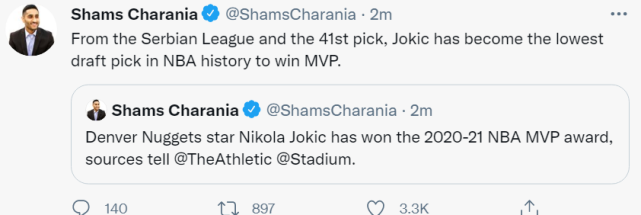 來自低順位的逆襲!Jokic當選例行賽MVP,41號秀創造歷史,美媒:比肩08年Kobe!-黑特籃球-NBA新聞影音圖片分享社區