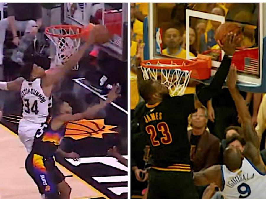Giannis Antetokounmpo had an incredible chase-down block that looked almost identical to LeBron James&#39; most famous play