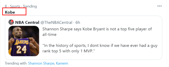 Kobe衝上Twitter熱搜!名嘴談黑曼巴歷史地位:只拿1個MVP進不了歷史前五!-黑特籃球-NBA新聞影音圖片分享社區