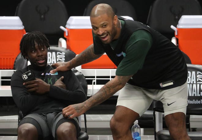 Bucks&#39; P.J. Tucker&#39;s arrives at NBA Finals with diamonds in shoes