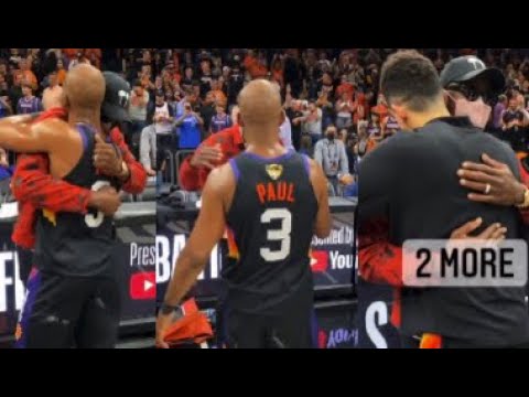 Dwyane Wade CONGRATULATES Chris Paul &amp; Devin Booker after GAME 2 WIN over Bucks in the FINALS! - YouTube