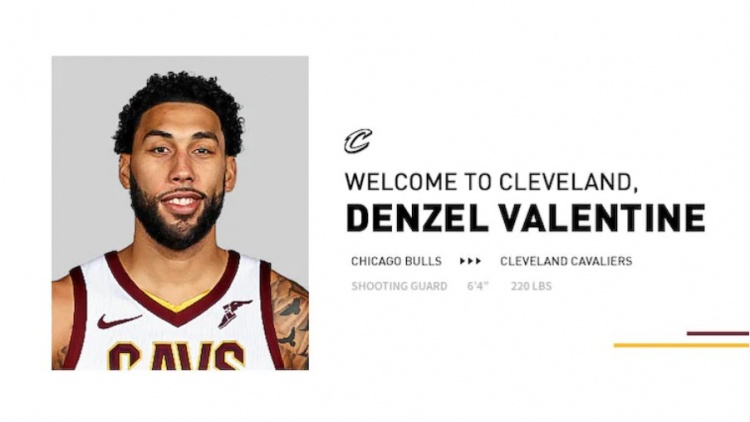 官方：騎士正式簽下後衛Denzel Valentine