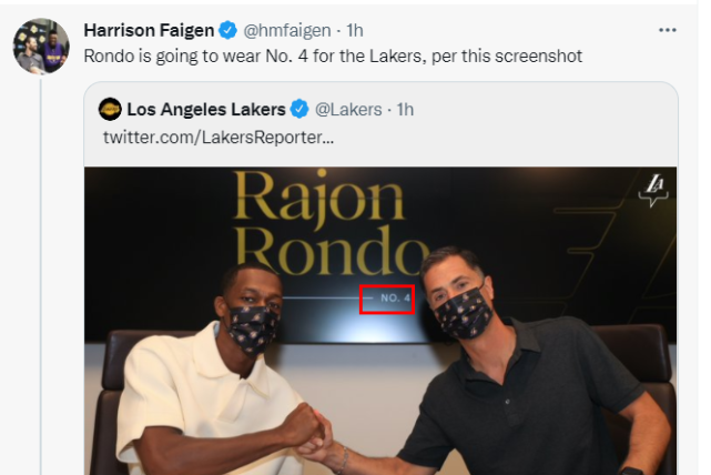 湖人官宣簽約Rondo!新賽季改穿4號球衣,設立目標:奪冠+遊行!-黑特籃球-NBA新聞影音圖片分享社區