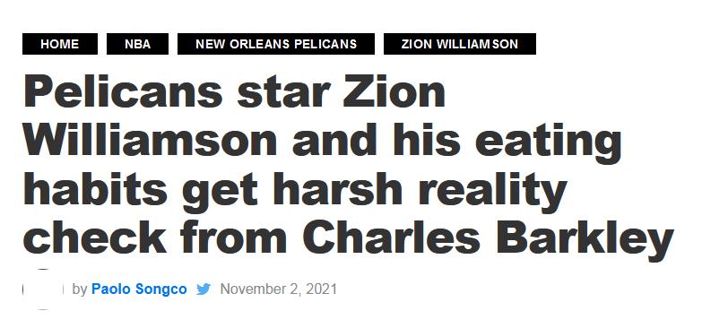 自律才有前途!巴克利呼籲Zion必須減肥:他看起來就像我和鲨鱼的孩子!-黑特籃球-NBA新聞影音圖片分享社區