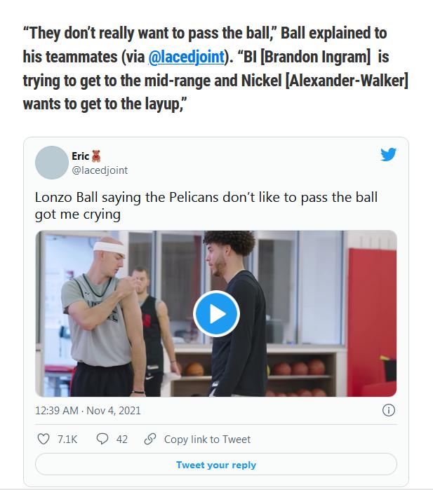 離開鵜鶘的原因?球哥公開嘲諷前隊友不傳球:Ingram滿腦子都是投中距離!-黑特籃球-NBA新聞影音圖片分享社區