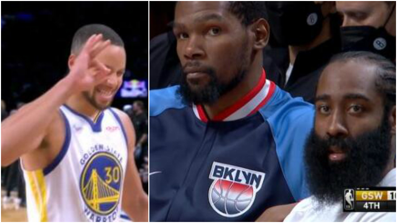 狂飆37+9顆三分!柯瑞打爆籃網開心慶祝,反看杜蘭特哈登提前投降一臉沮喪!(影)-黑特籃球-NBA新聞影音圖片分享社區